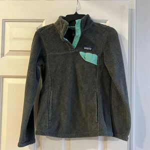 Patagonia Women's Snap-T Fleece Pullover Jacket XS Gray Mint Green